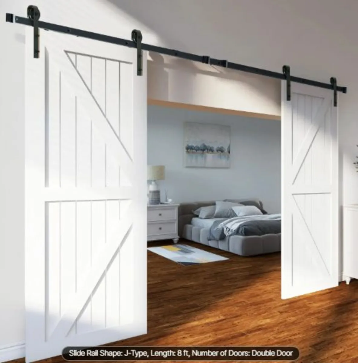 243.8 cm Sliding Barn Door Hardware Kit, 149.7 kg - Image 2