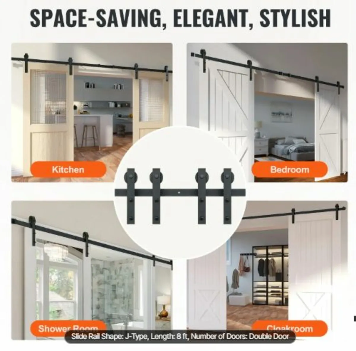 243.8 cm Sliding Barn Door Hardware Kit, 149.7 kg - Image 4