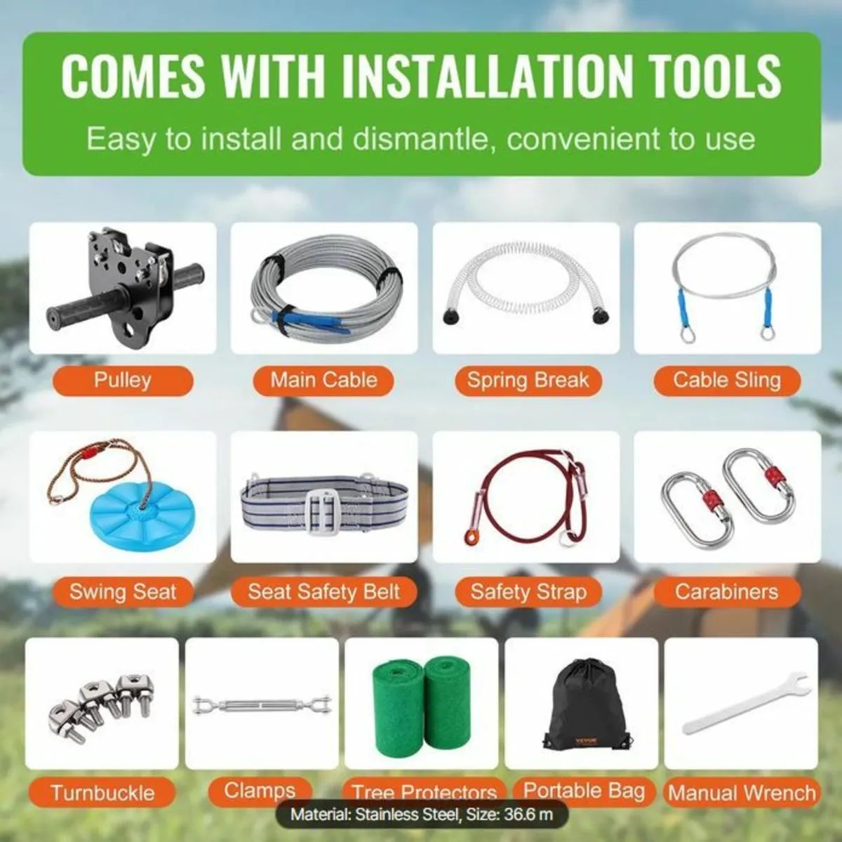36.6m Zipline Kit for Kids and Adult - Image 4
