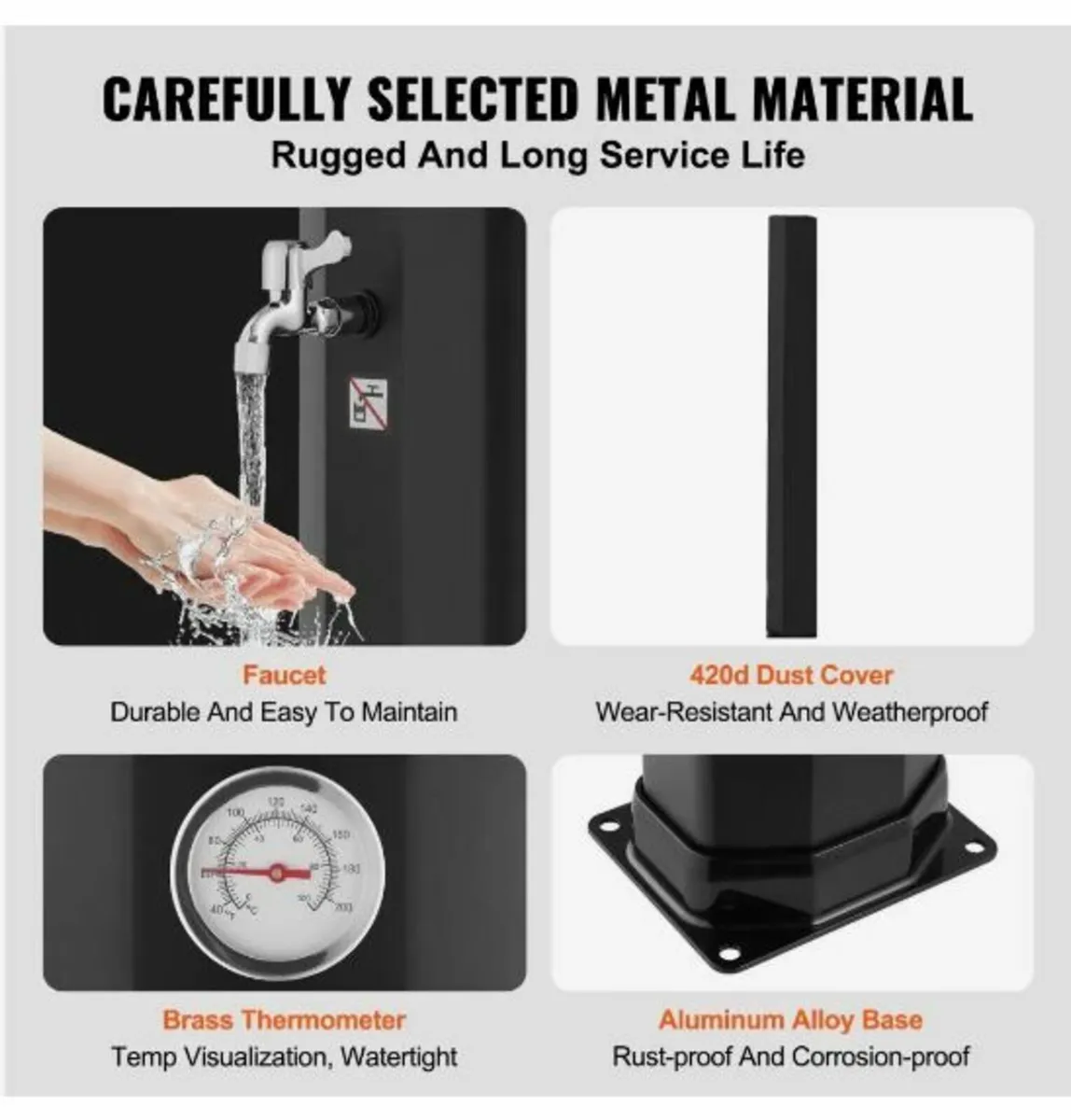 Outdoor Solar Heated Shower, 40L - Image 3