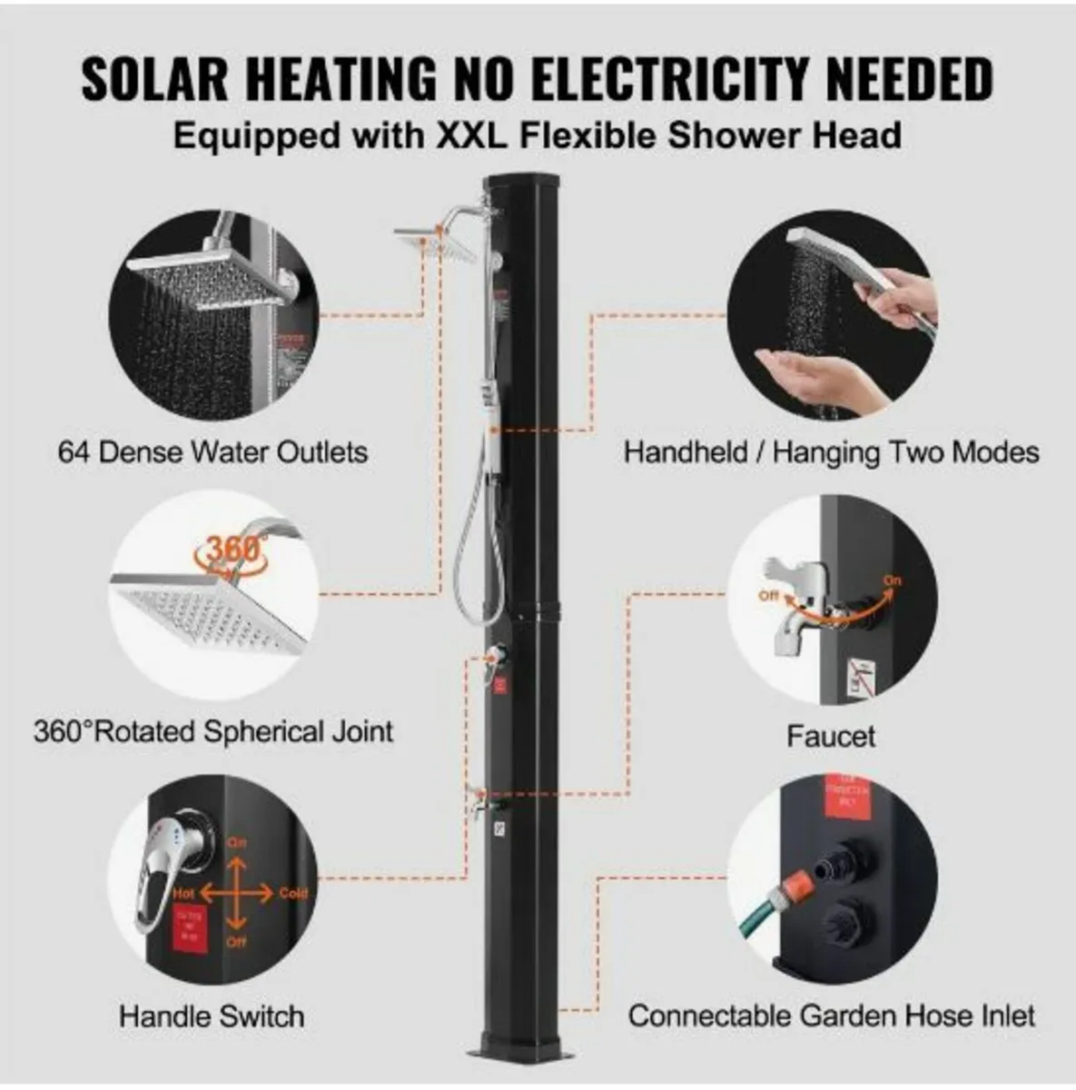 Outdoor Solar Heated Shower, 40L - Image 4