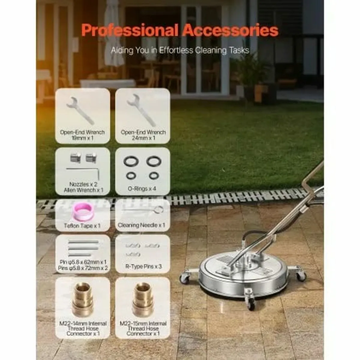 22" Pressure Washer Surface Cleaner, Stainless Ste - Image 4
