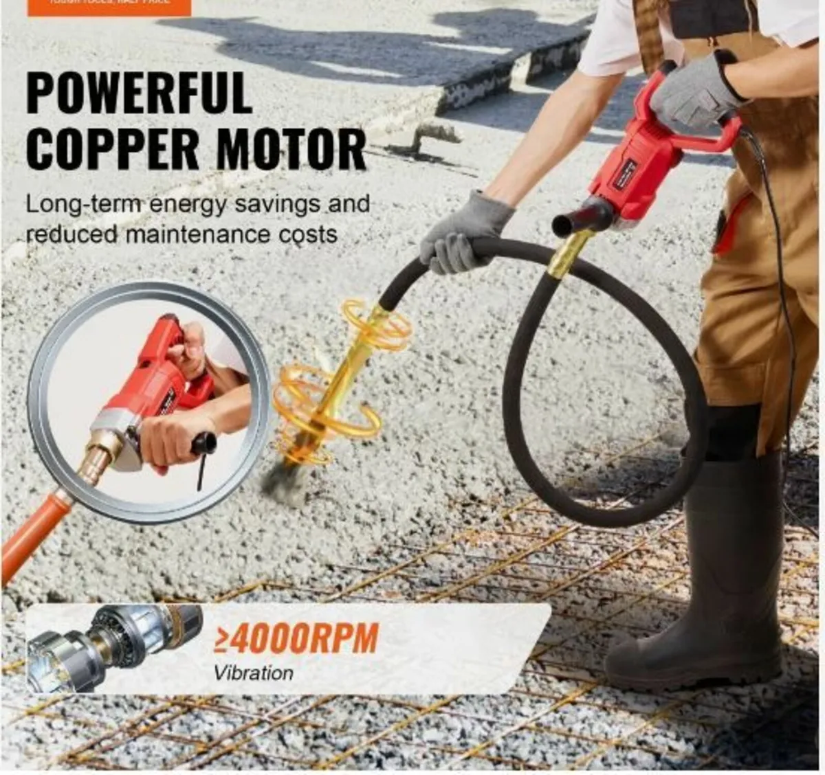 Handheld Concrete Vibrator, 960W - Image 3
