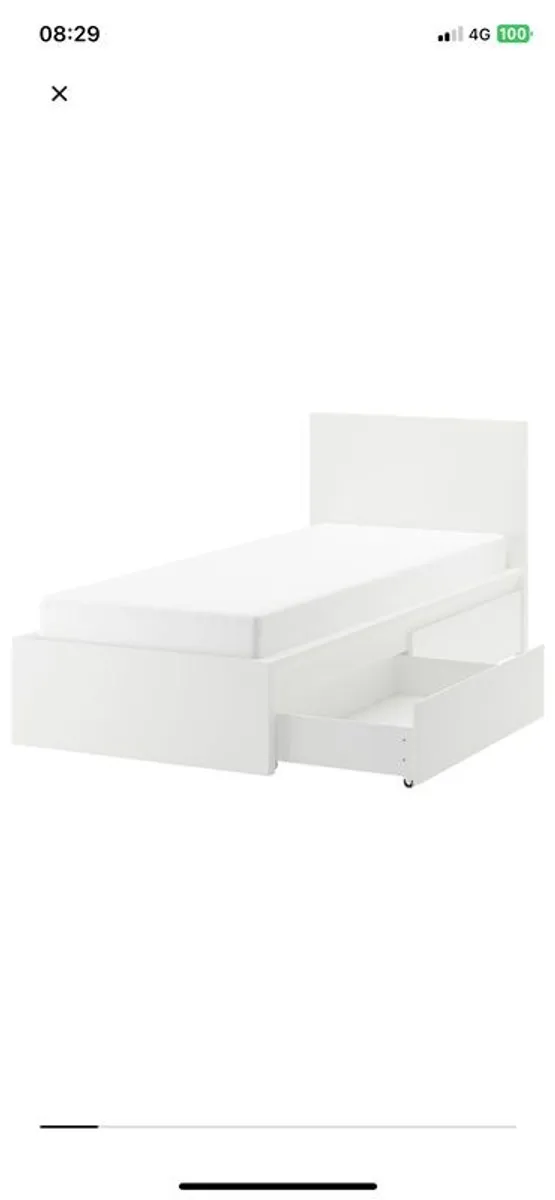 Malm single bed with drawers - Image 1