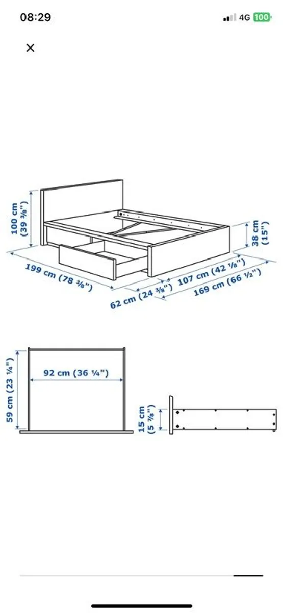 Malm single bed with drawers - Image 2
