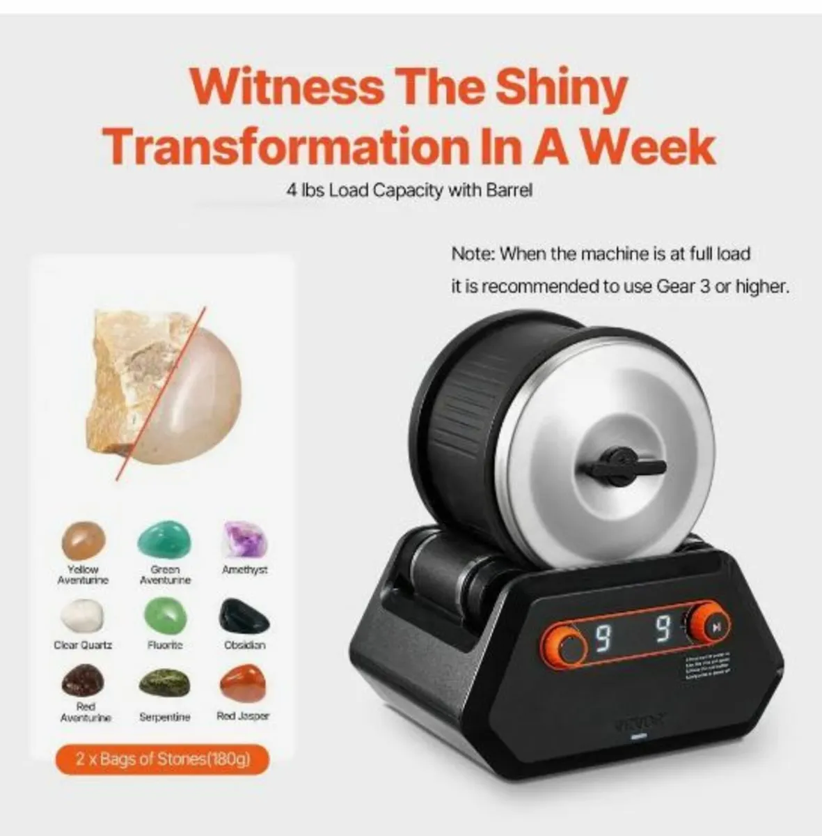 Rock Tumbler Kit, 4 lbs Rock Polishing Kit - Image 2