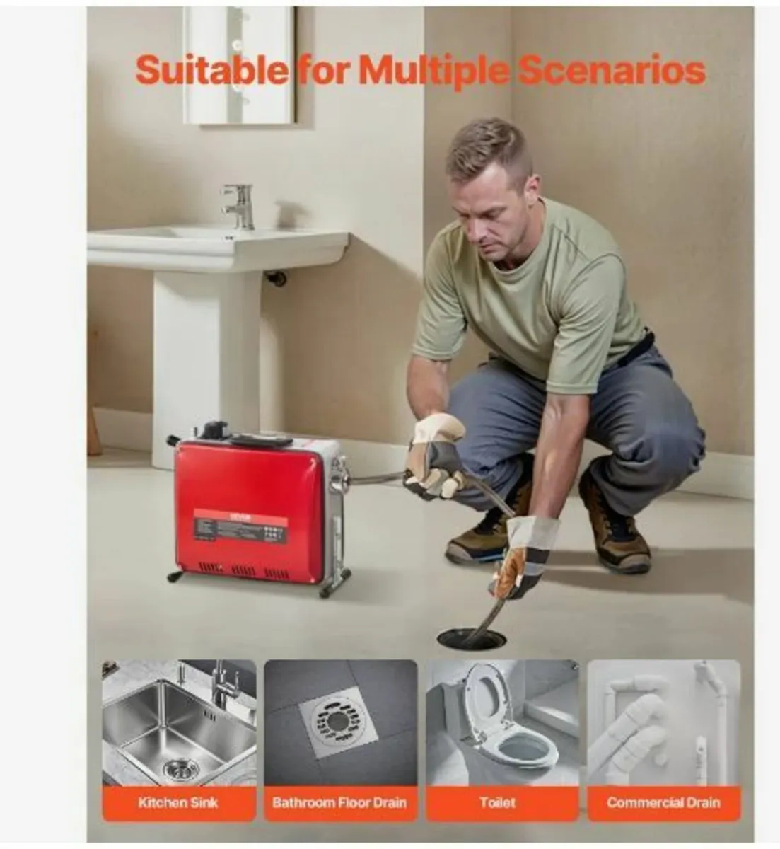 Drain Cleaner Machine, 390W 1400RPM - Image 2