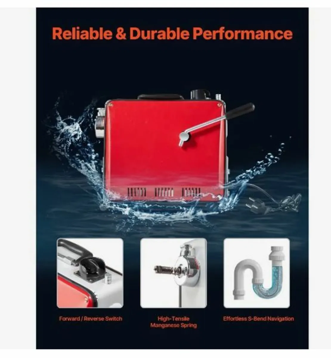 Drain Cleaner Machine, 390W 1400RPM - Image 3