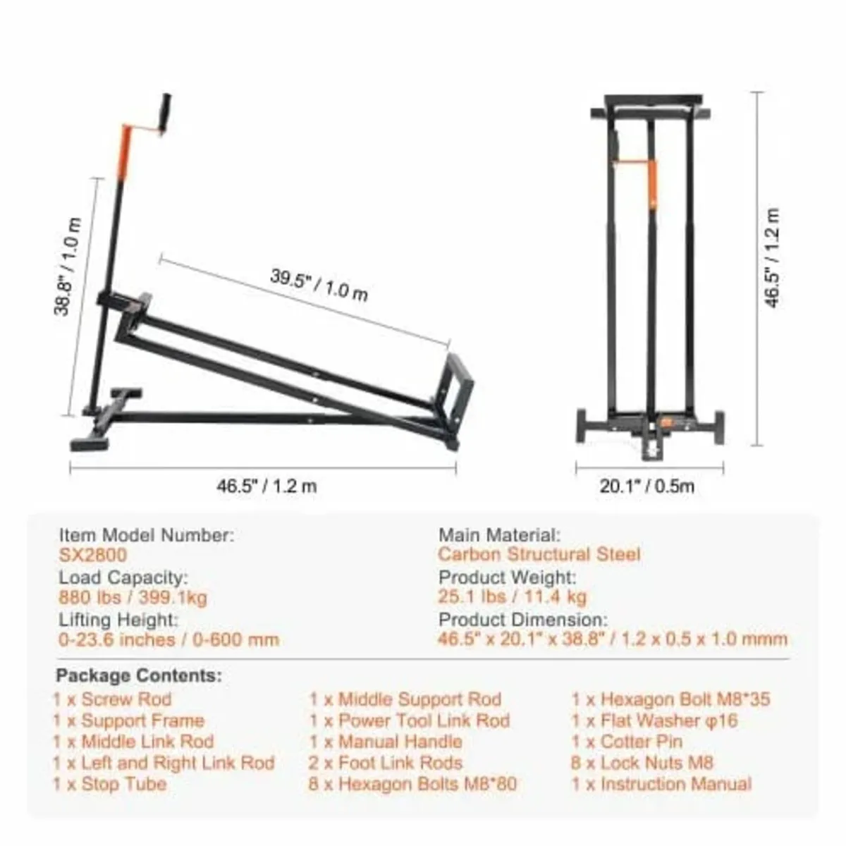 Ride on Lawn Mower Lift Jack, 880 Lbs Weight Capac - Image 4