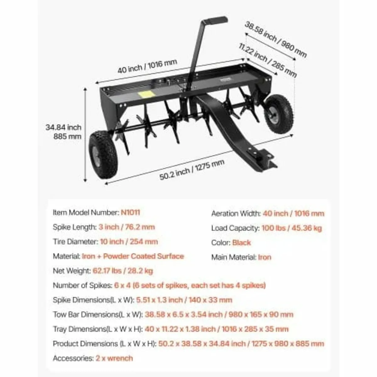 Behind Plug Aerator, 40-Inch Tow Behind Lawn P - Image 2