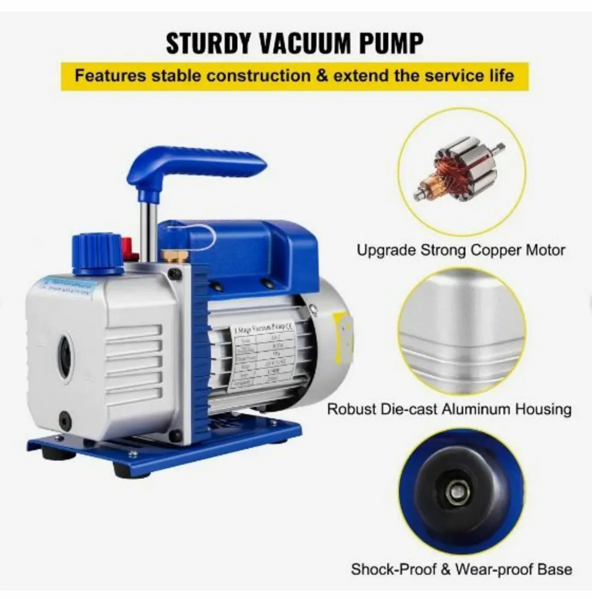 183 L/min(3CFM) 246W(1/3HP) Vacuum - Image 4