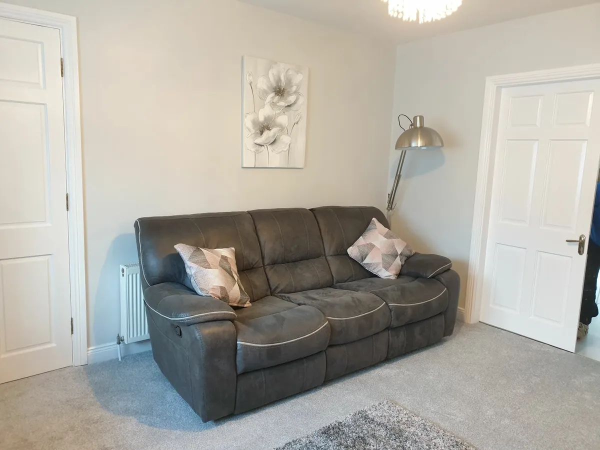 Recliner Sofa Suite 3  & 2 Seater Grey Fabric - Image 1