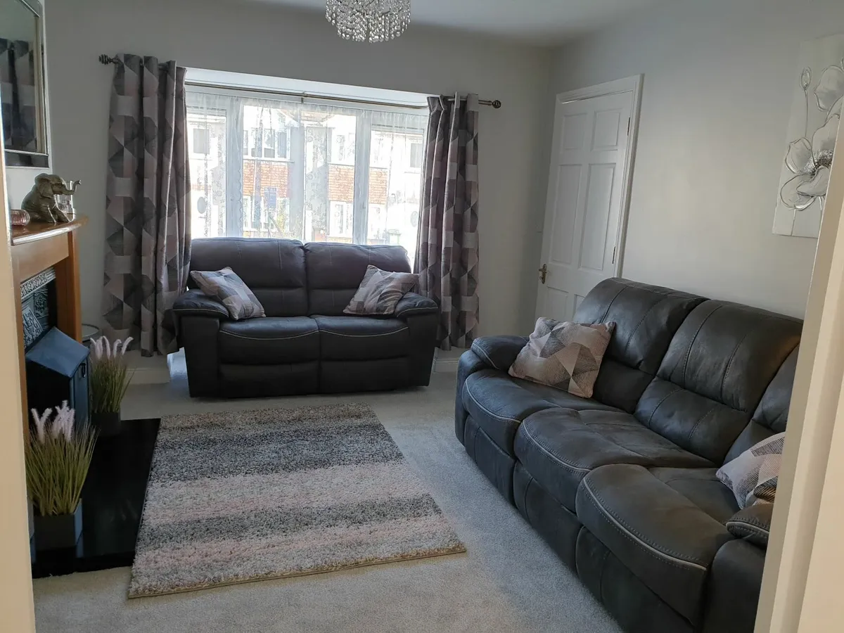 Recliner Sofa Suite 3  & 2 Seater Grey Fabric - Image 3