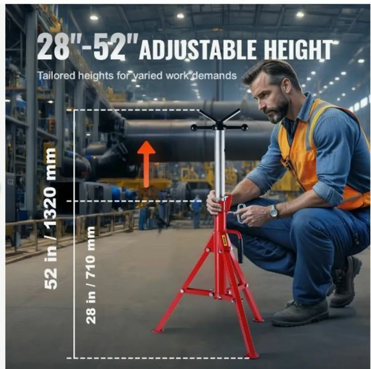 V Head Pipe Stand Adjustable Height - Image 3