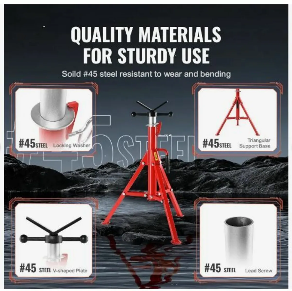 V Head Pipe Stand Adjustable Height - Image 4