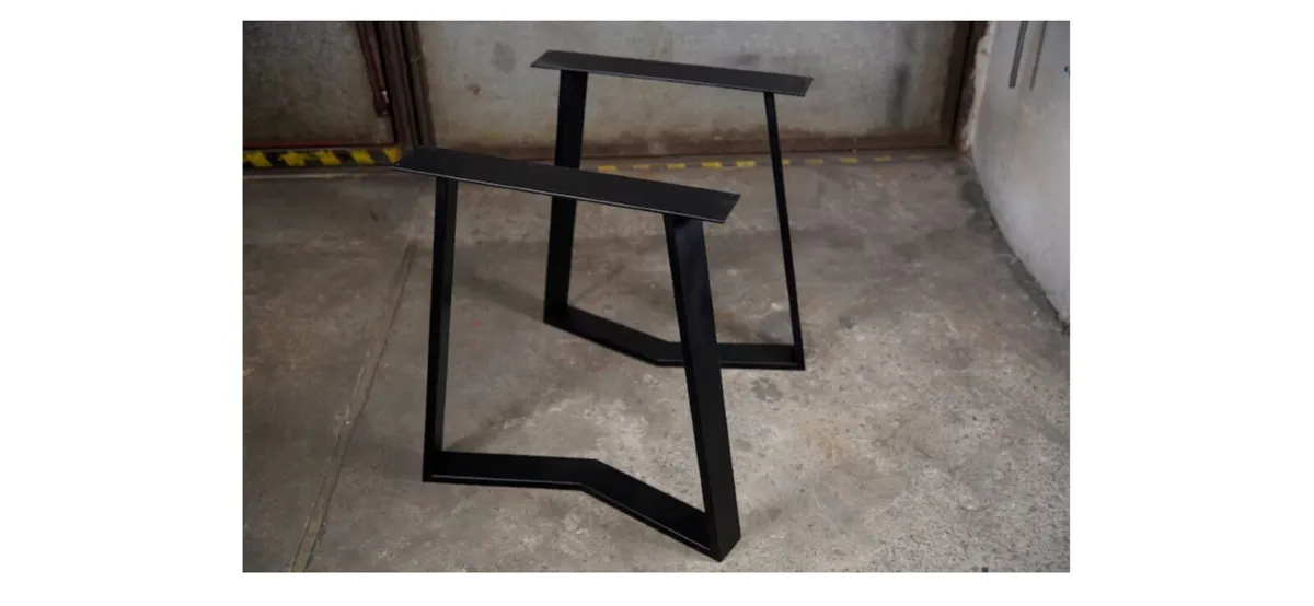Trapezoid Dining Table & Bench Seat Legs - Black - Image 2