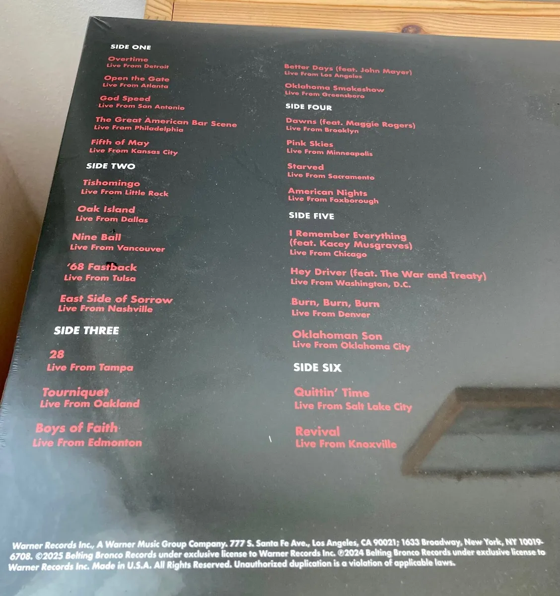 Zach Bryan 24 Live 3LP Ltd Ed Vinyl - New - Image 3