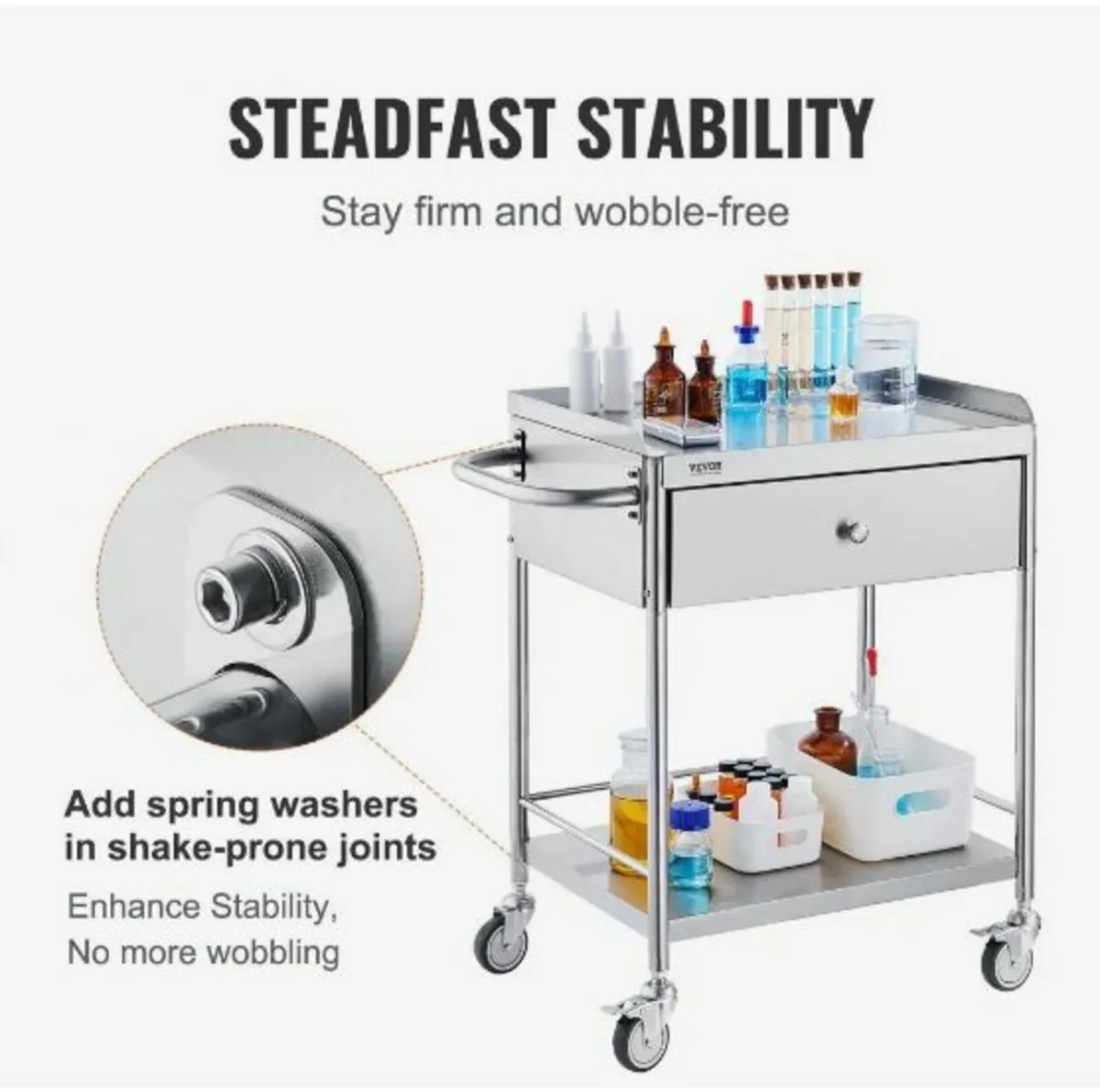 Medical Cart, 2 Layers Stainless Steel - Image 3