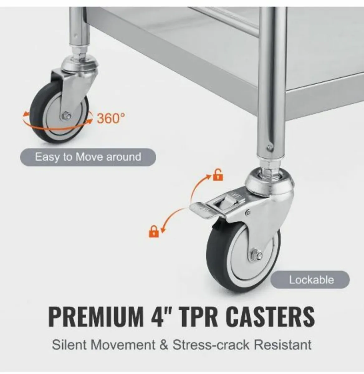 Medical Cart, 2 Layers Stainless Steel - Image 4