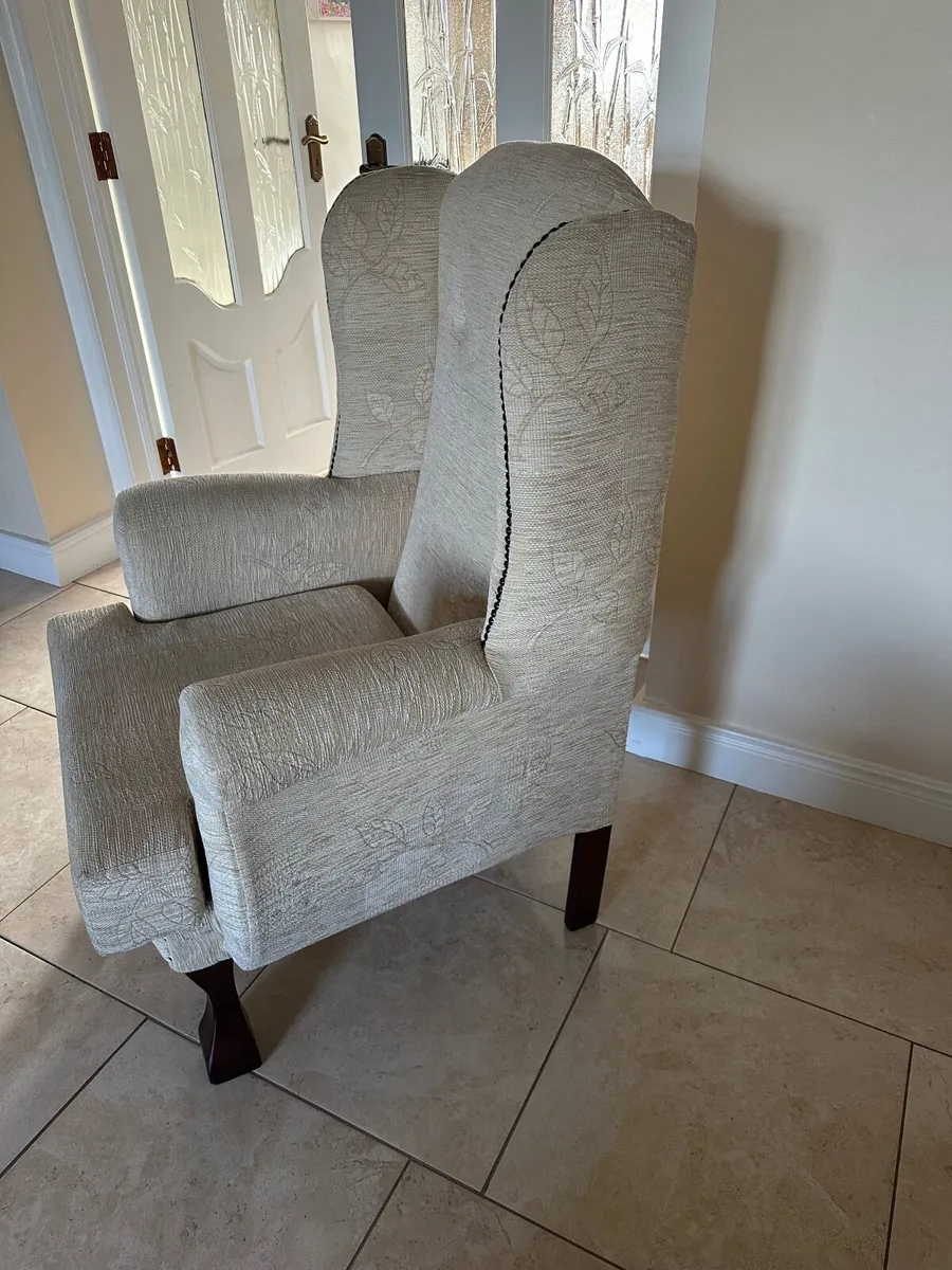 Cream Floral Detail Armchair - Image 1
