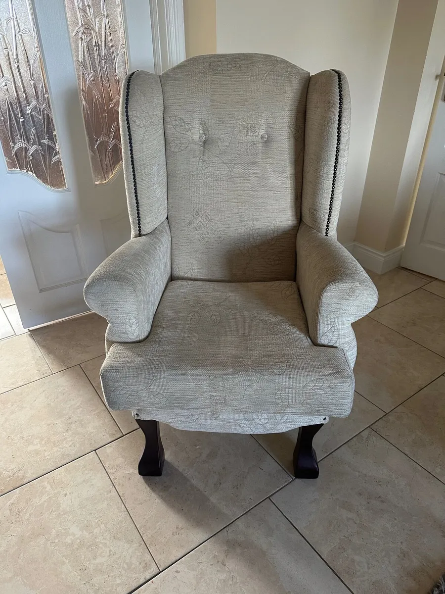 Cream Floral Detail Armchair - Image 2