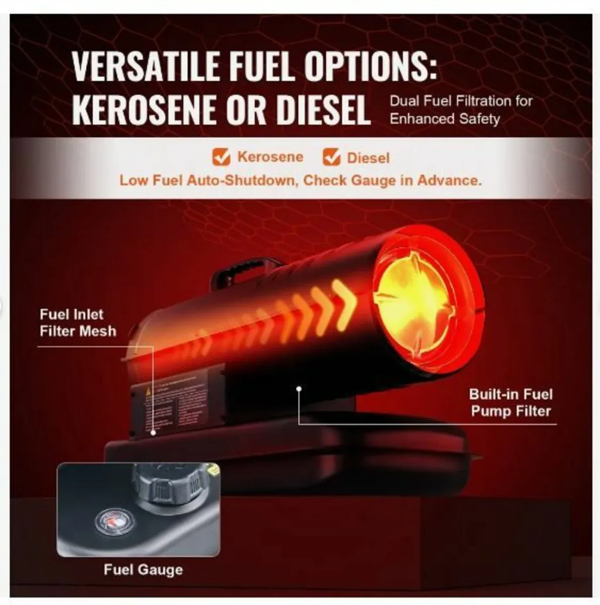 Kerosene/Diesel Forced Air Heater, 70000Btu - Image 4
