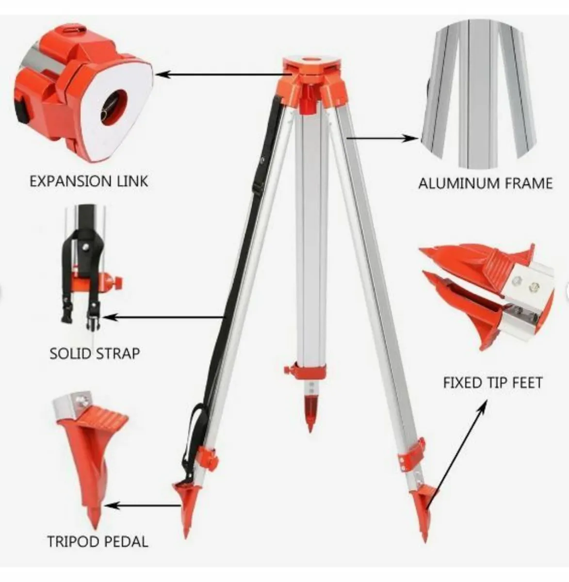 1.65M Aluminum Tripod + 5M 5 Section Dumpy Laser - Image 2
