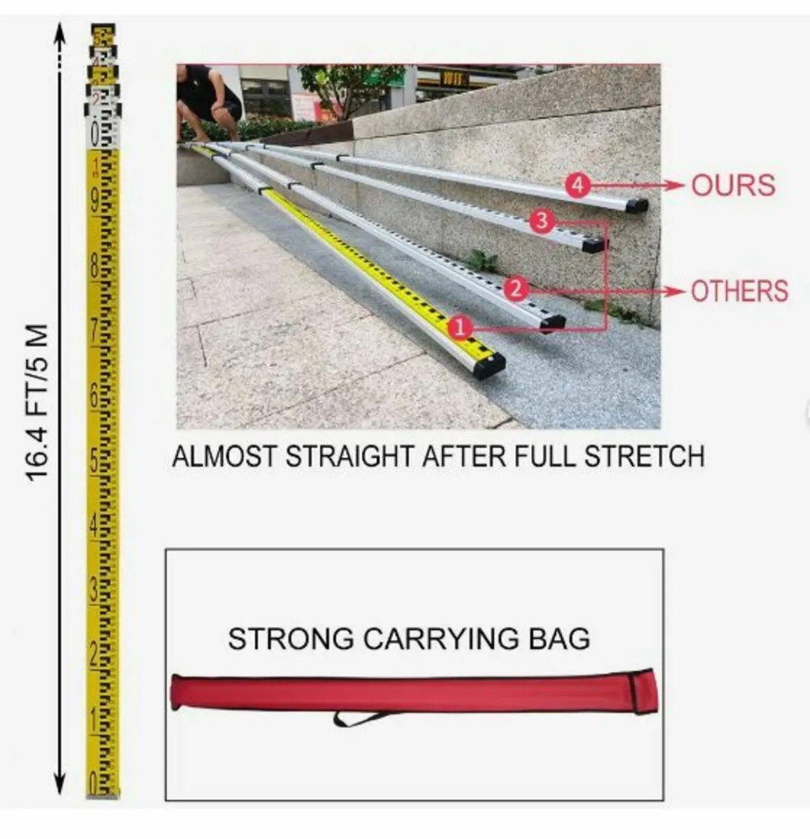 1.65M Aluminum Tripod + 5M 5 Section Dumpy Laser - Image 3