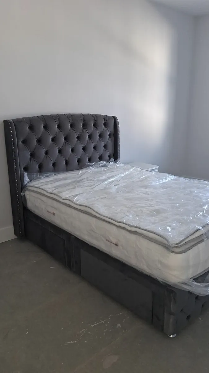 Unused bed and mattress