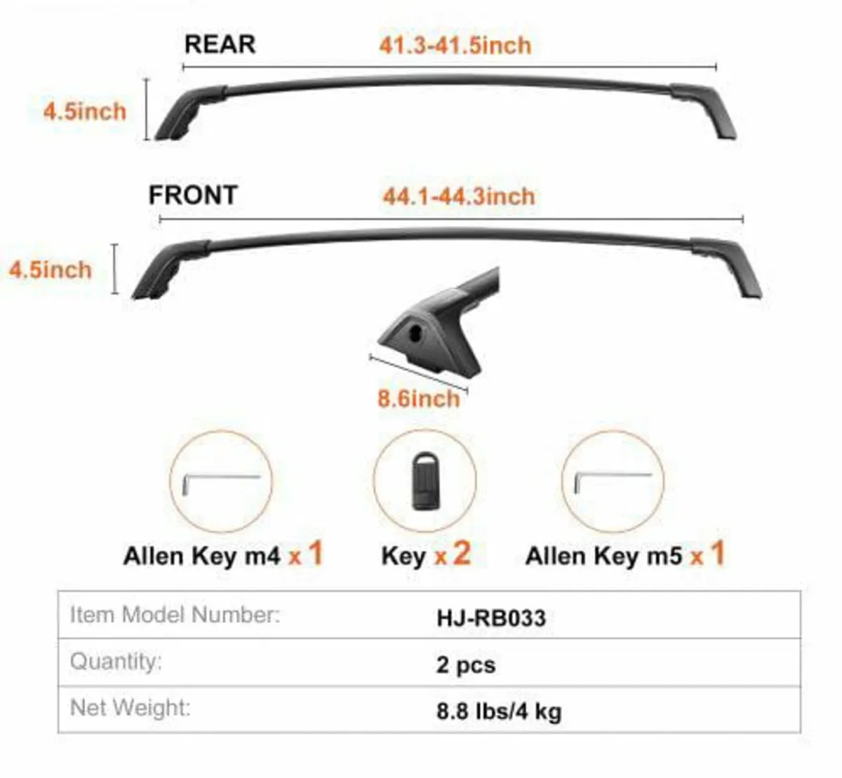 Roof Rack Cross Bars, Compatible with Toyota RAV4 - Image 3