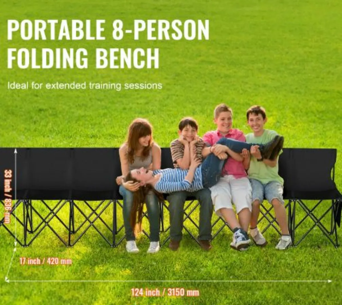 Portable Folding Bench, 8 Seat Foldable Soccer - Image 2