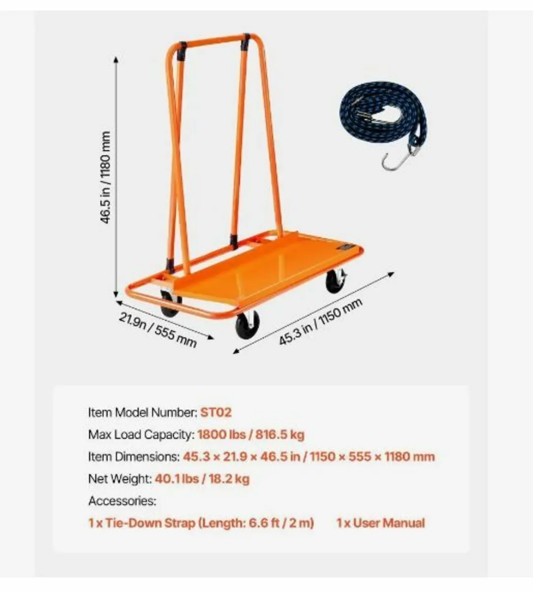 Drywall Cart Dolly, 816 kg Load Capacity - Image 4