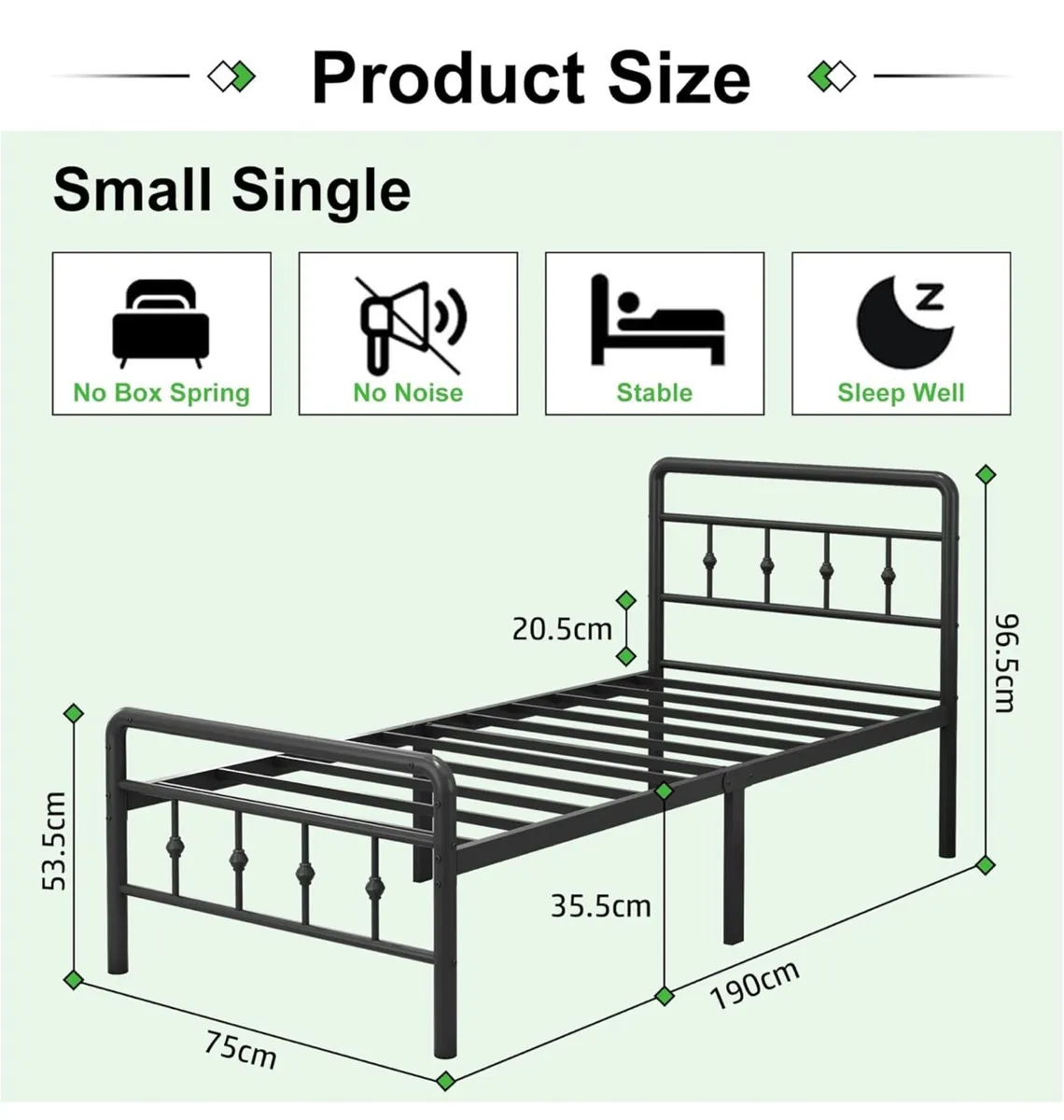 Small Single Bed Frame with Victorian Headboard an - Image 4