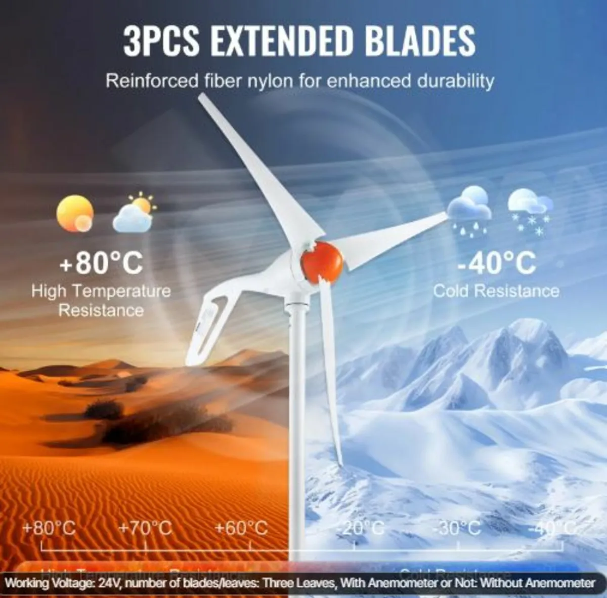 500W Wind Turbine Generator, 24V Wind Turbine Kit - Image 4