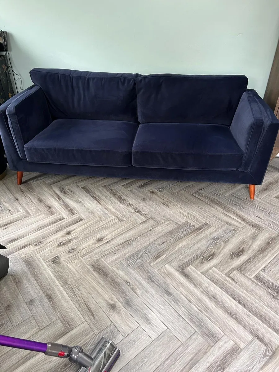 Navy Velvet Sofa - Image 1
