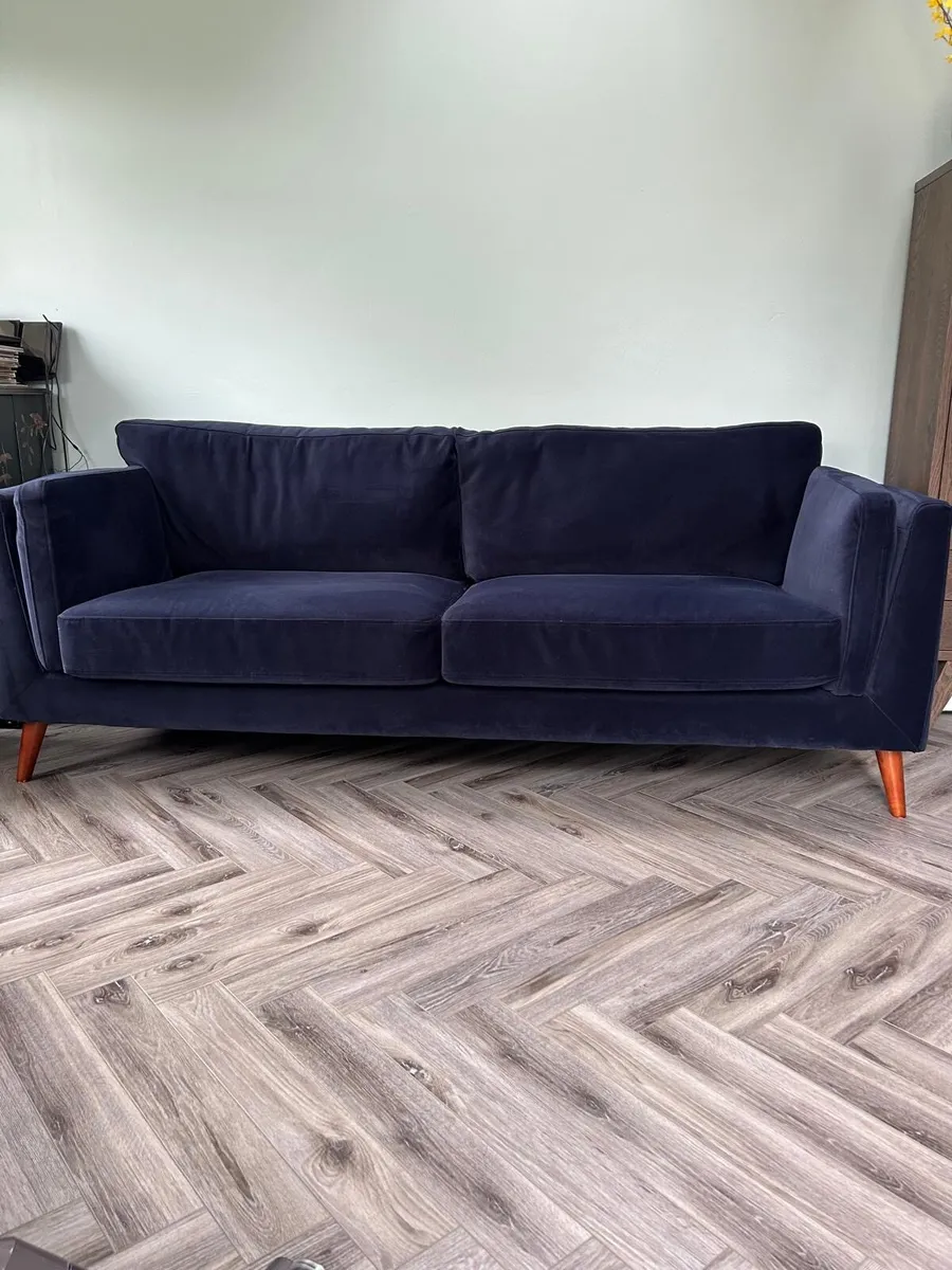Navy Velvet Sofa - Image 2