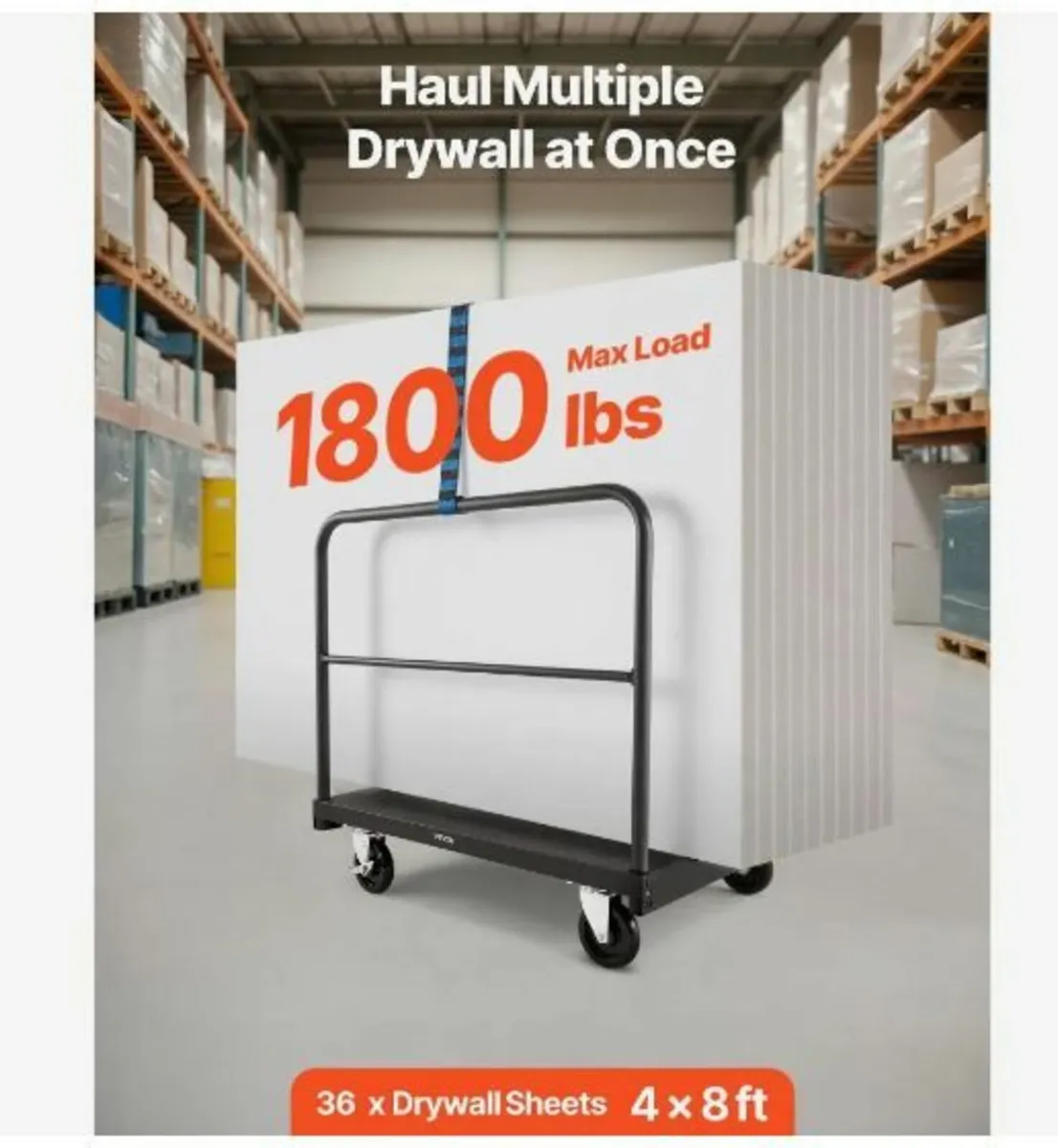 R Drywall Cart Dolly, 816 kg Load Capacity, 2-in-1 - Image 2