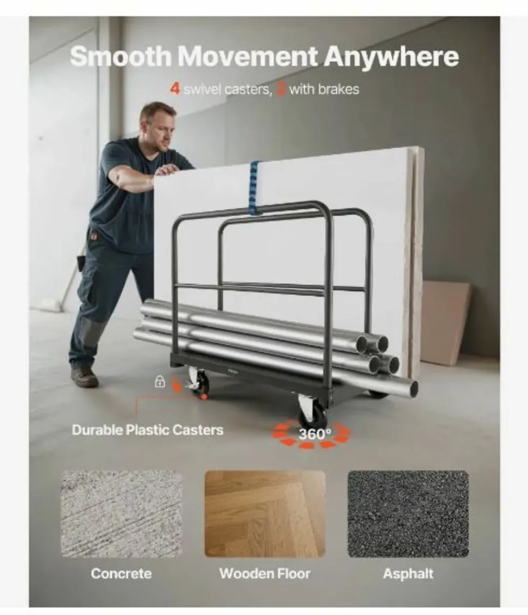 R Drywall Cart Dolly, 816 kg Load Capacity, 2-in-1 - Image 4