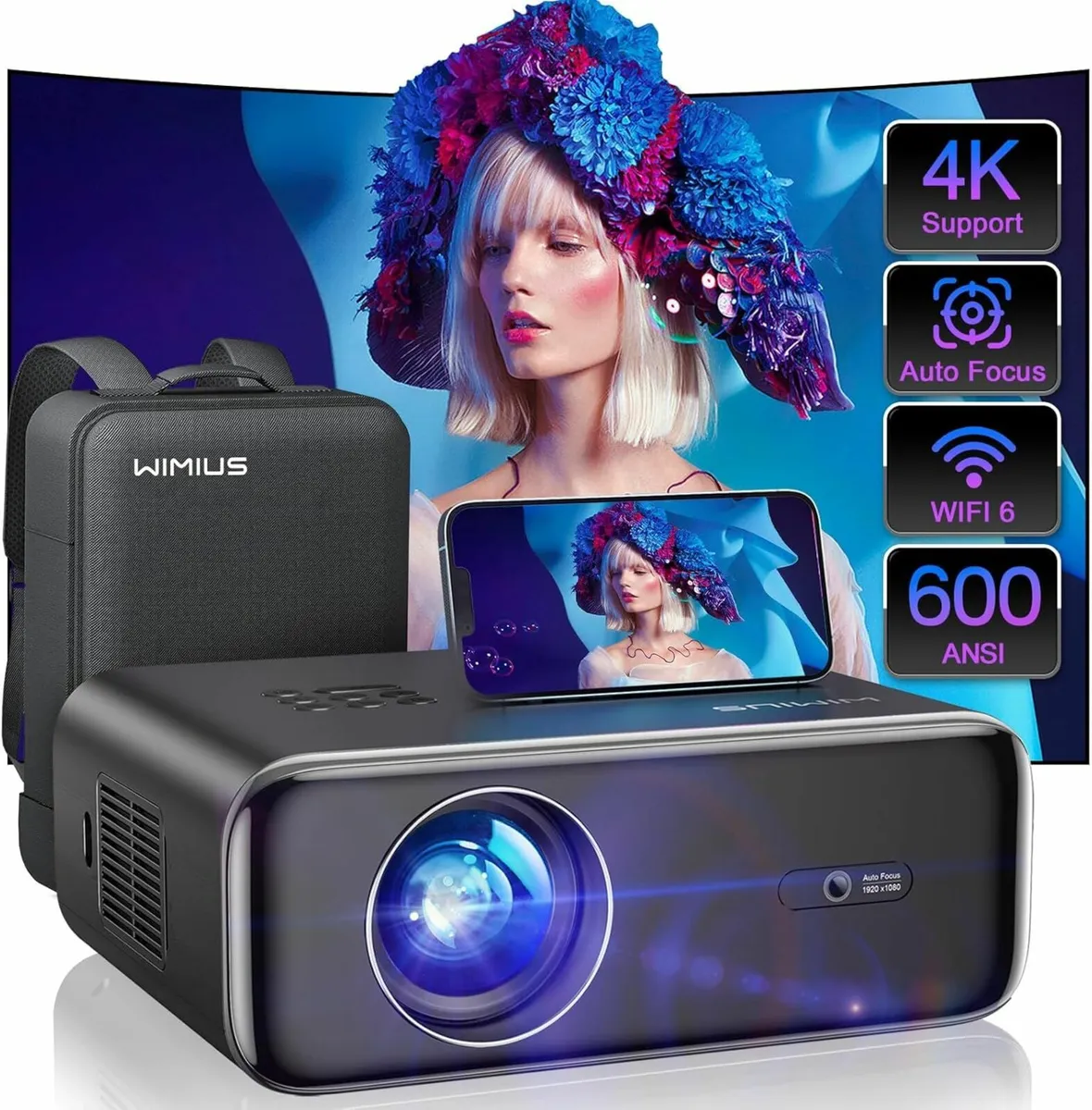 WiMiUS P62 Full HD Projector – Excellent Condition - Image 1