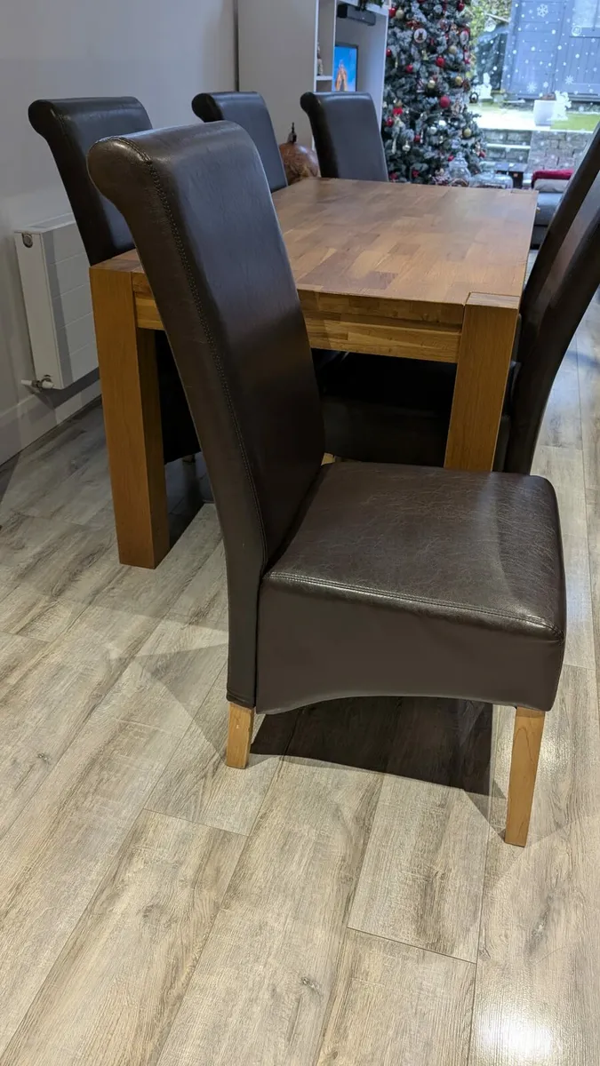 Solid wood dining table and chairs - Image 2