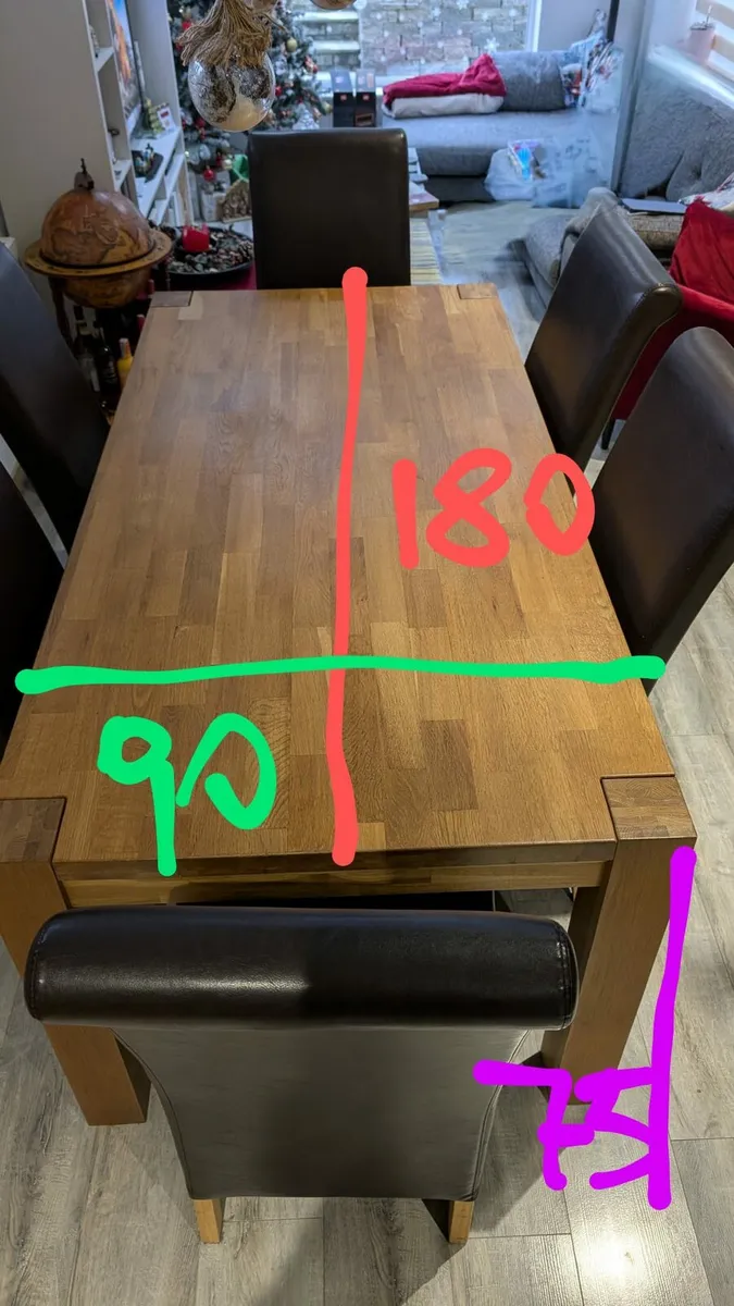 Solid wood dining table and chairs - Image 4