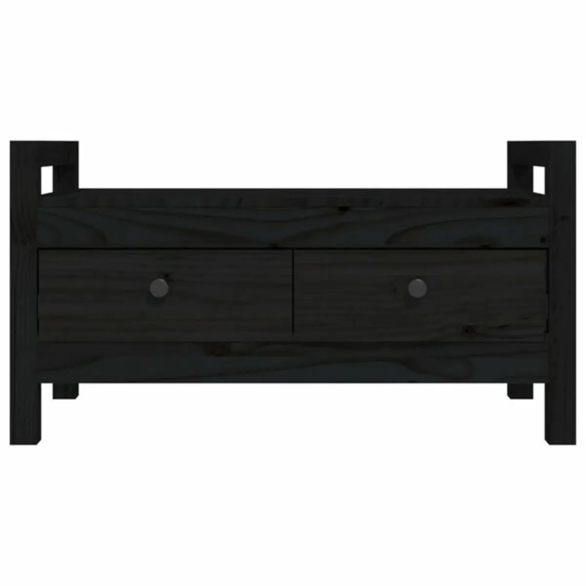 Hall Bench Black 80x40x43 cm Solid Wood Pine - Image 2