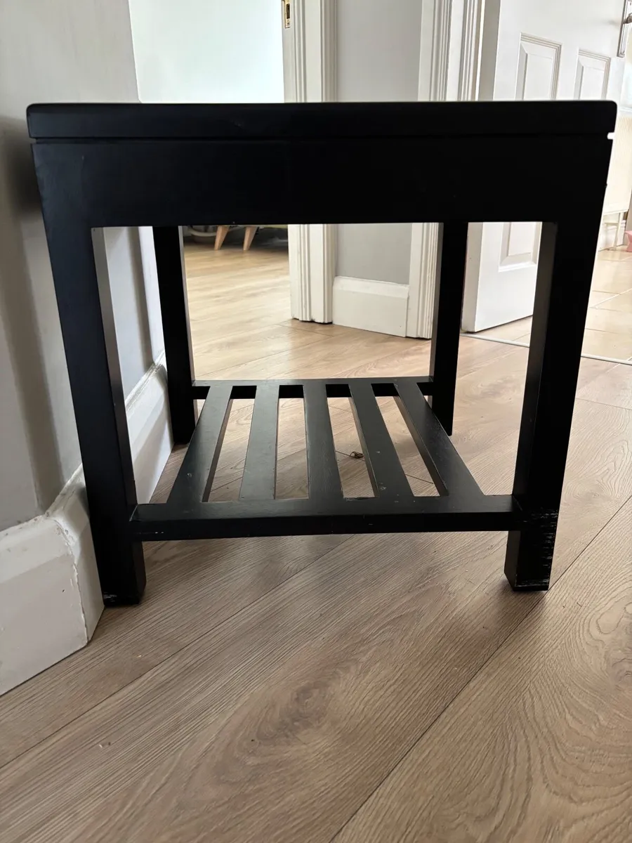 Wooden side table with glass top - Image 2