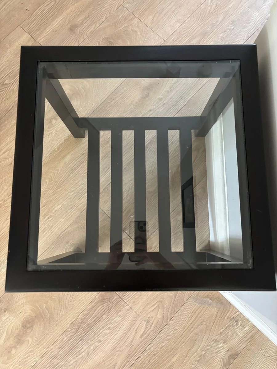 Wooden side table with glass top - Image 4