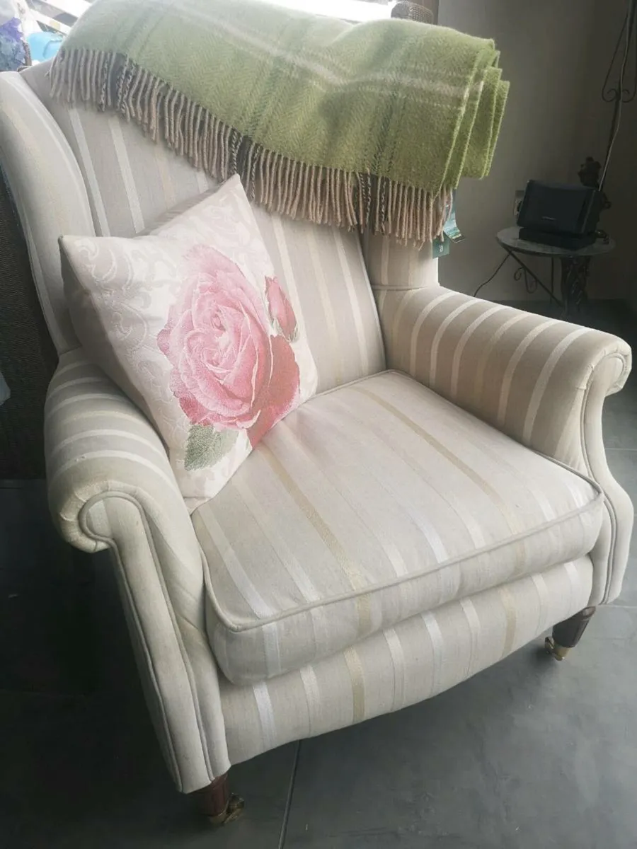 Laura Ashley Wing Chair - Front Brass Castors - Image 2