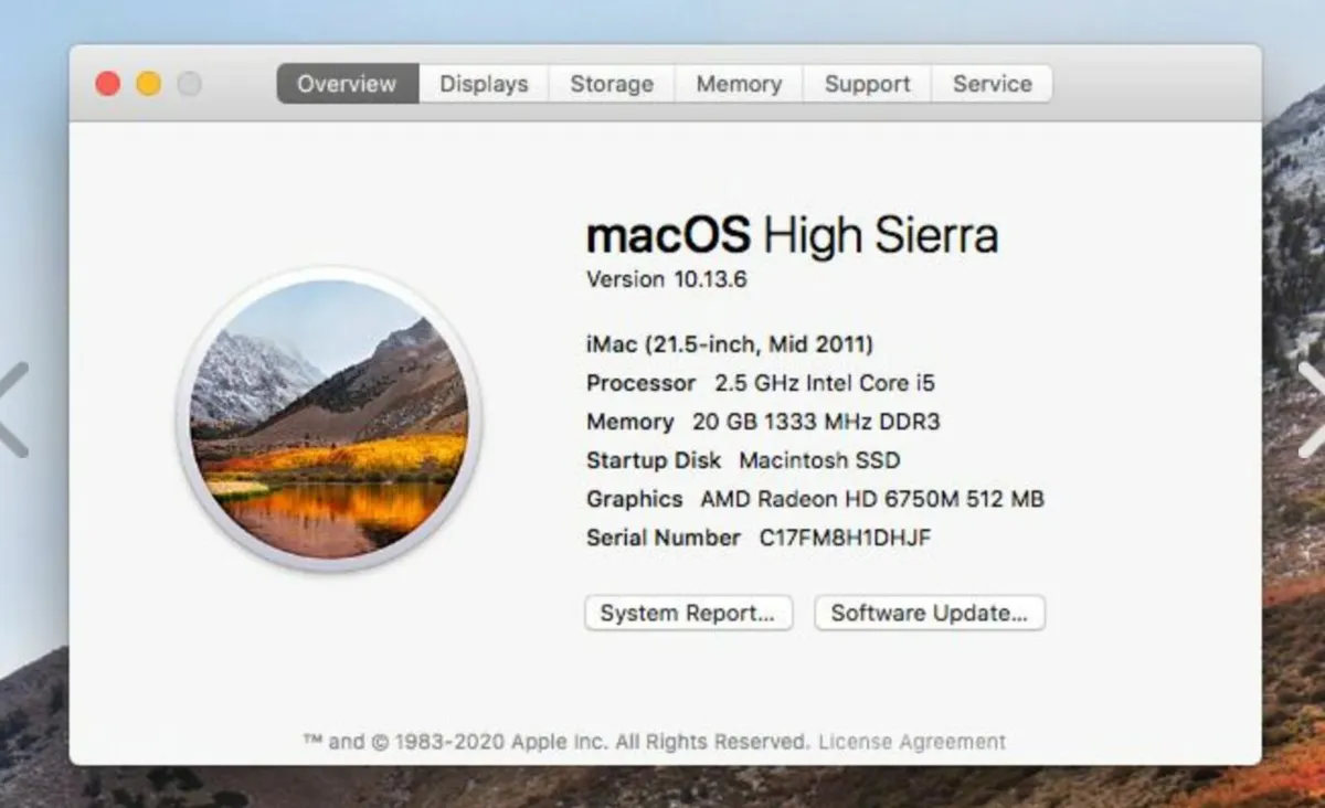 iMac 21,5" Mid 2011 i5 4x2.5GHz 20GB 256GB SSD - Image 4