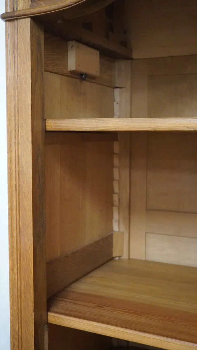 French Oak Single-Door Mirrored Armoire / Linen Cu - Image 4