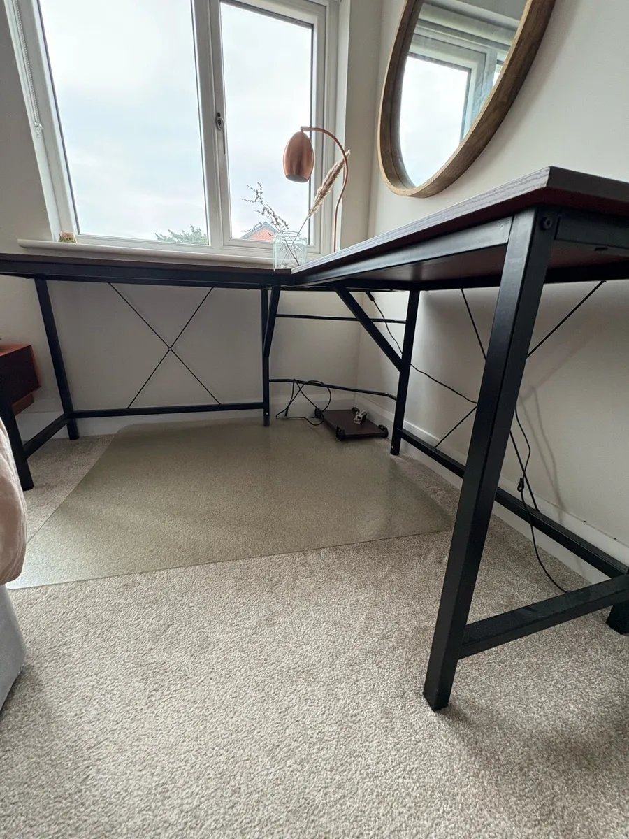L-Shaped Office Table – Walnut color - Image 3