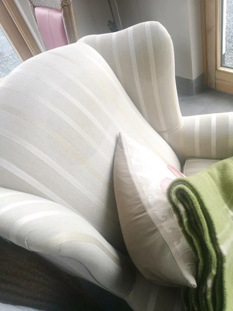 Laura Ashley Wing Chair - Front  Brass Castors - Image 3