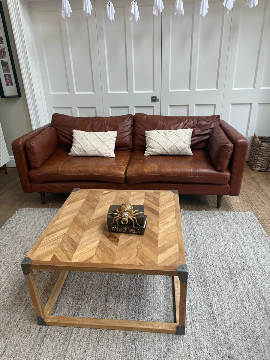 Brown Leather Sofa - Image 1